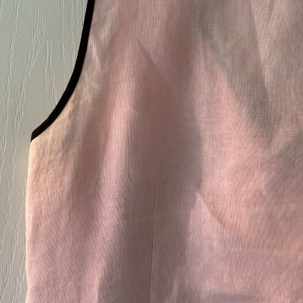Sleeveless Pink & Black Linen Blouse Sz 10 - Picture 5 of 7